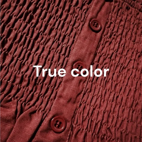 KLESIS rust wide leg smocked top linen two piece set sz LARGE - Picture 3 of 3